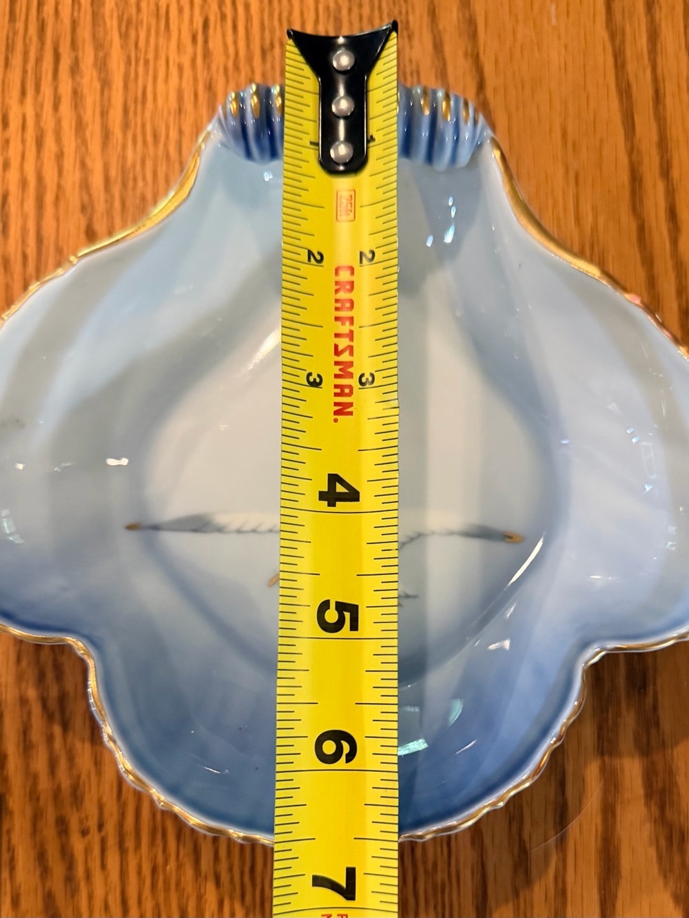 Vintage B&G Copenhagen Porcelain Shell Dish, Blue Ombre Seagull Gold Trim - Picture 11 of 13